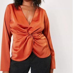 Satin Twist Front Top